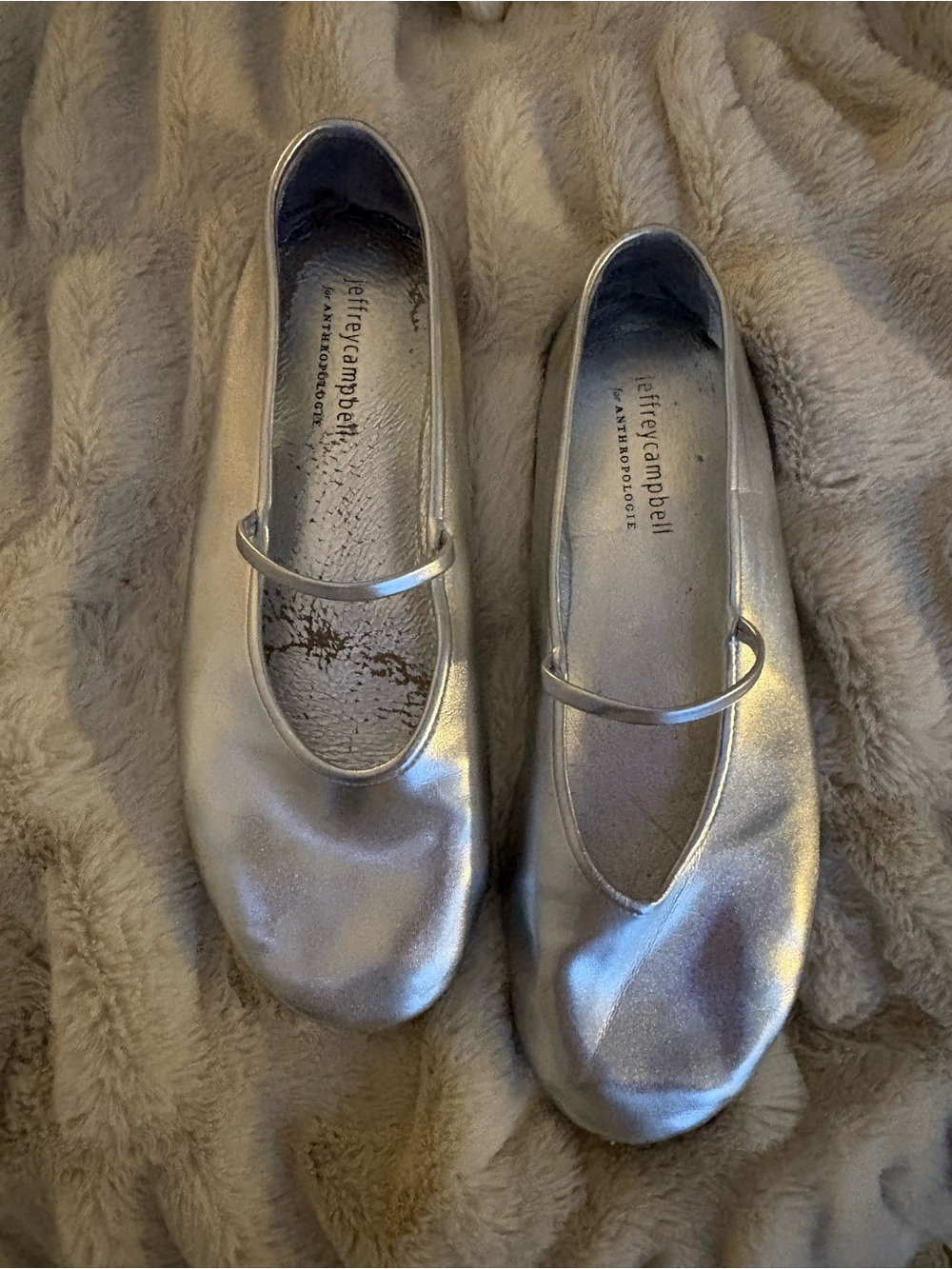 Jeffrey Campbell Metallic Silver Girls Mary Jane Flats